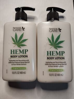 Lot of 2 Personal Care Hemp Body Lotion with Pump 13.5 oz ea